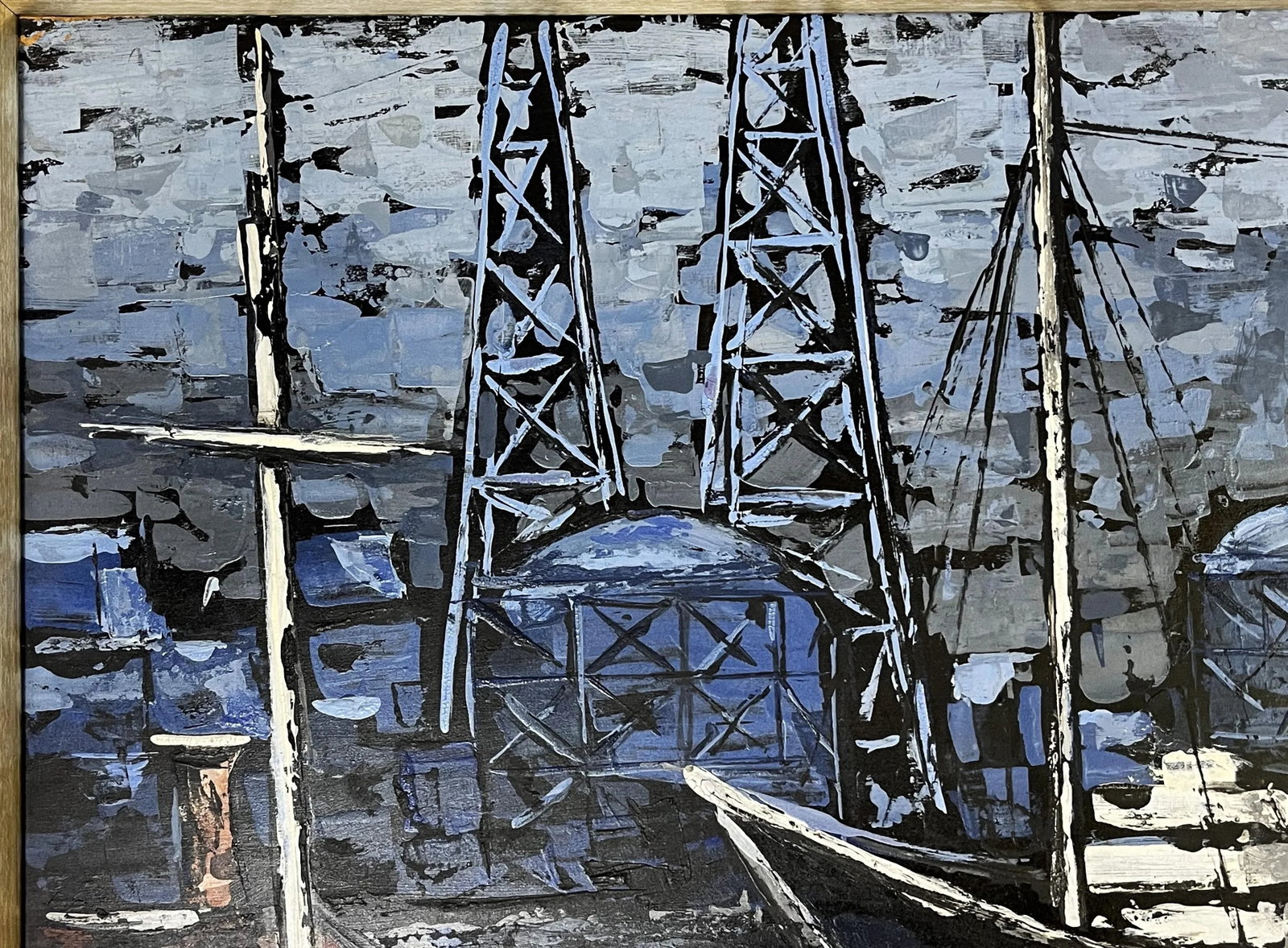 William James Vaughn Signed Original Oil Painting on Board Titled 'Blue Transport' - 7
