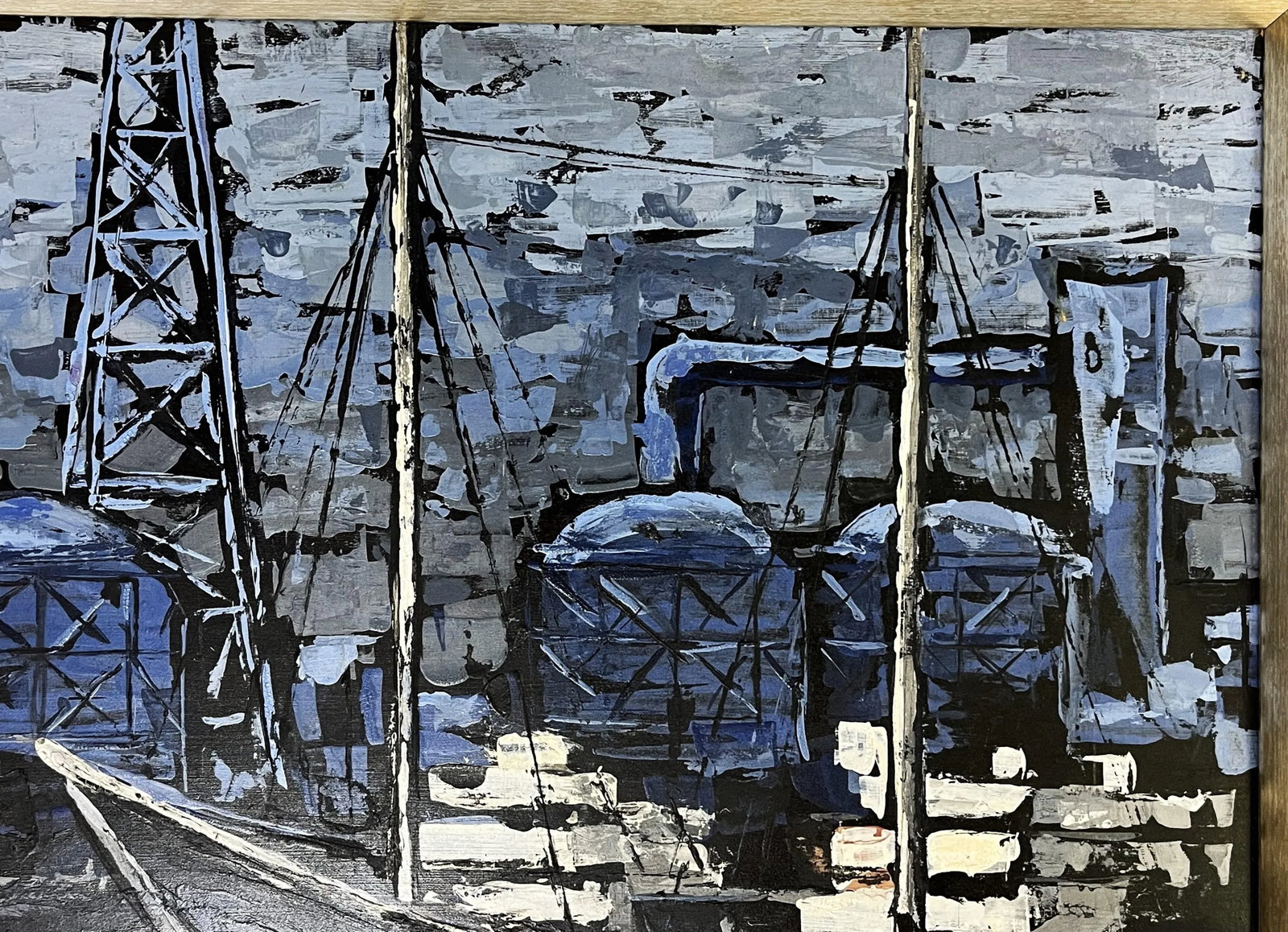William James Vaughn Signed Original Oil Painting on Board Titled 'Blue Transport' - 8