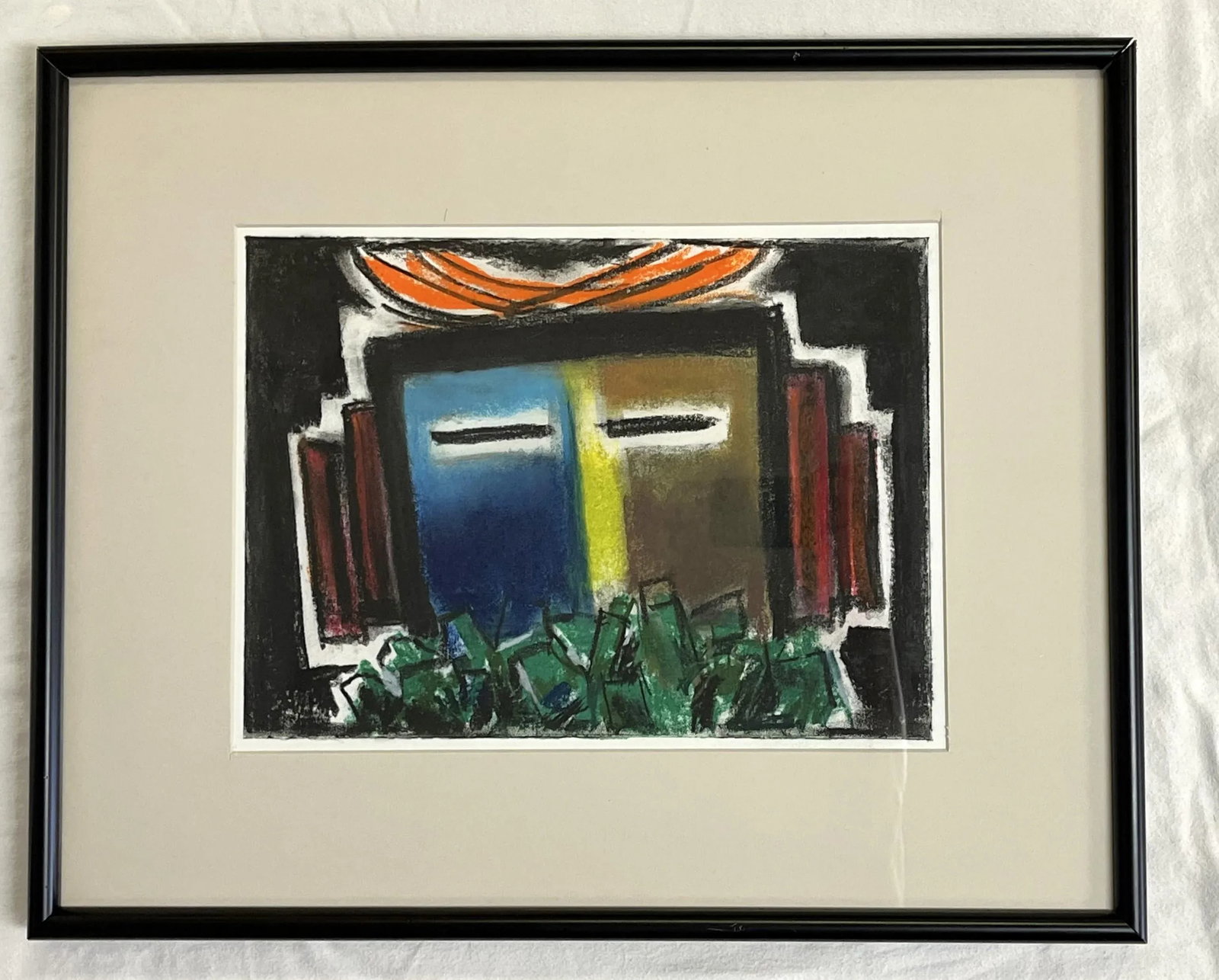 20th Century Original Modernistic Native American Portrait Art, Pastel on Paper - 13