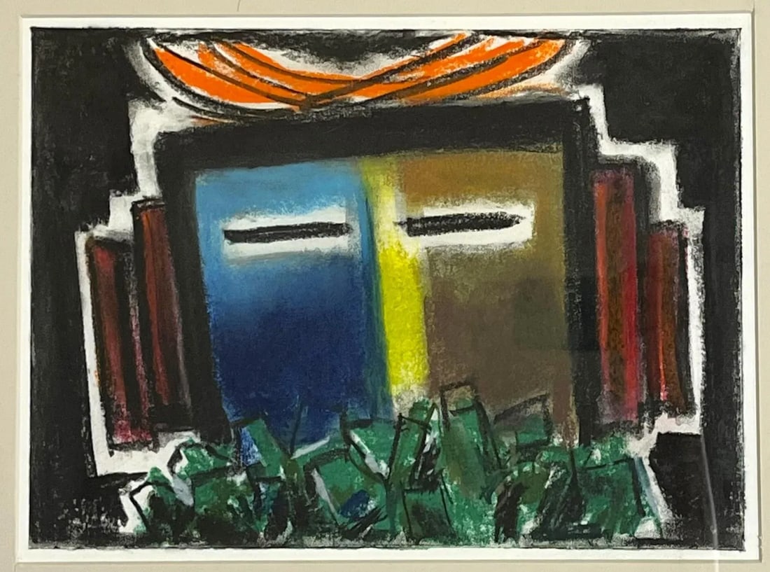 20th Century Original Modernistic Native American Portrait Art, Pastel on Paper - 2