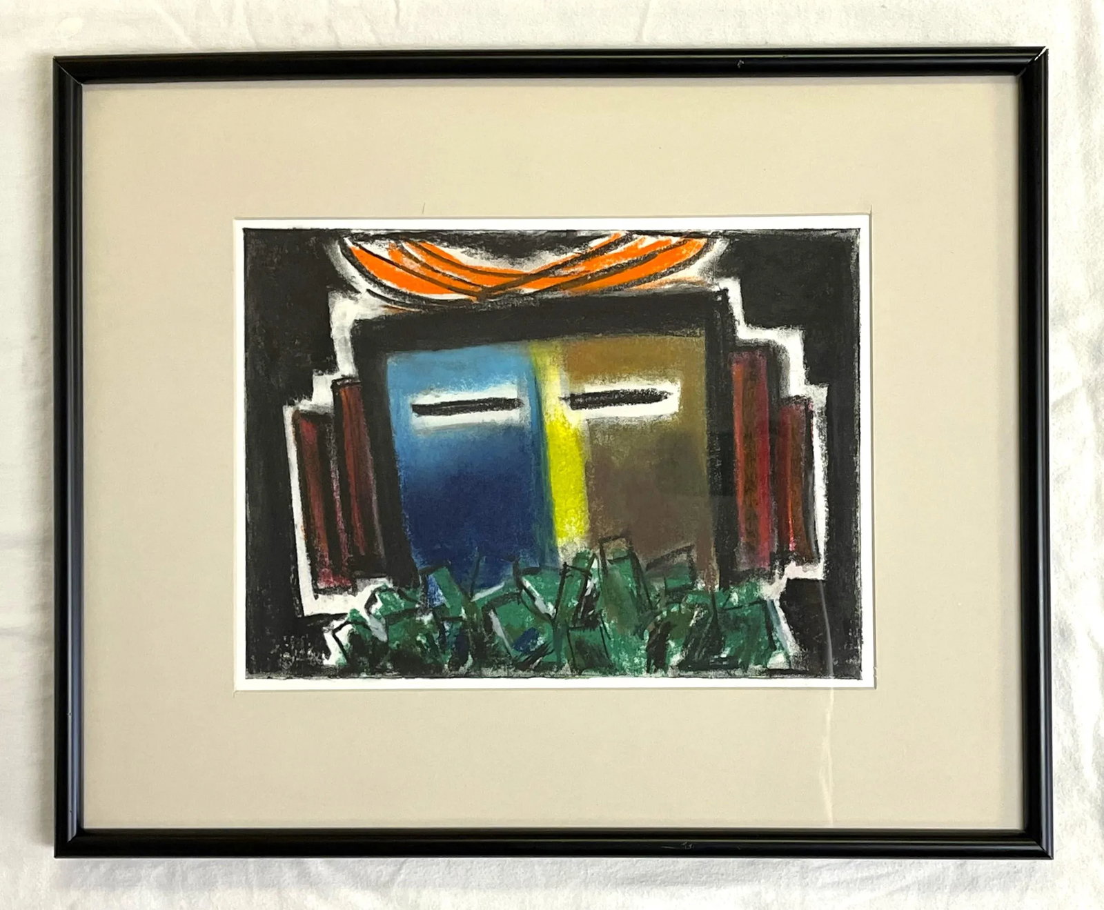 20th Century Original Modernistic Native American Portrait Art, Pastel on Paper - 8