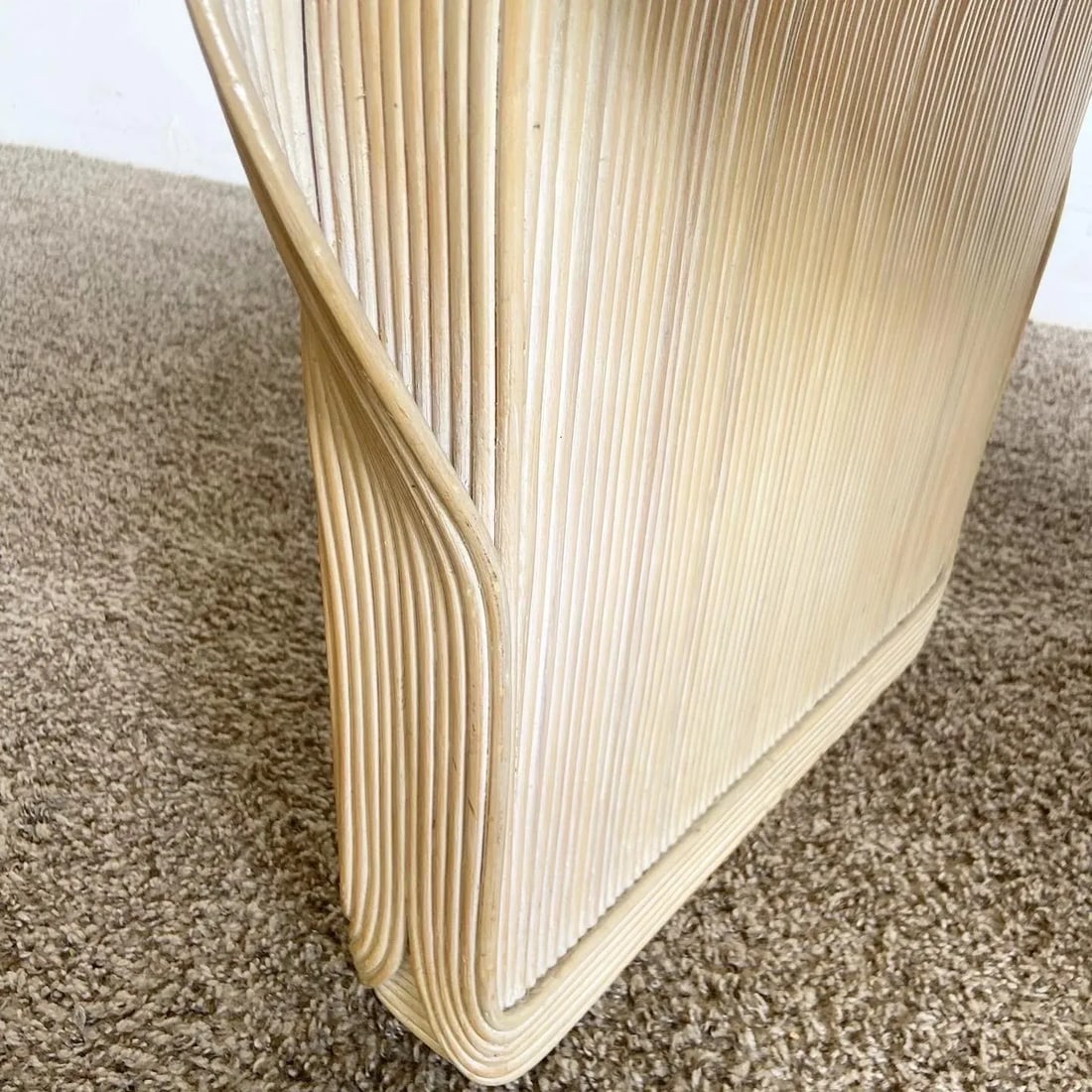 Boho Chic Wavy Ribbon Pencil Reed Side Tables - a Pair - 7