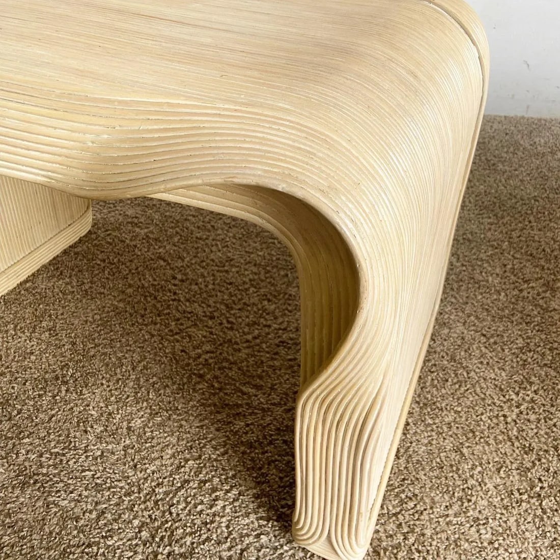 Boho Chic Wavy Ribbon Pencil Reed Side Tables - a Pair - 8