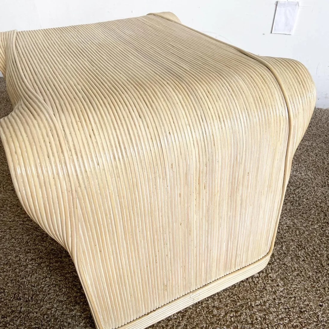 Boho Chic Wavy Ribbon Pencil Reed Side Tables - a Pair - 9