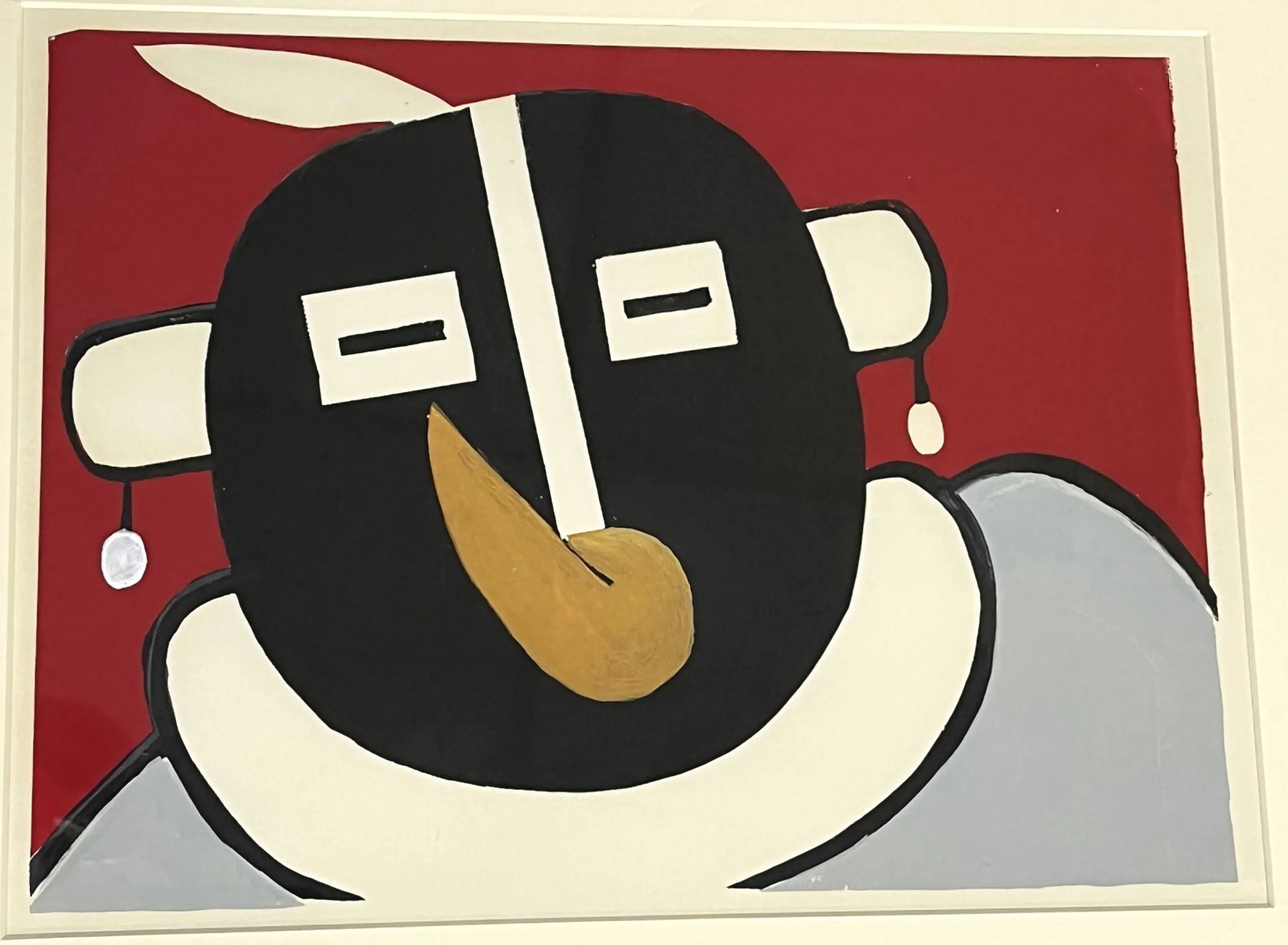 20th Century Original Modernistic Native American Portrait Art, Watercolor - 2