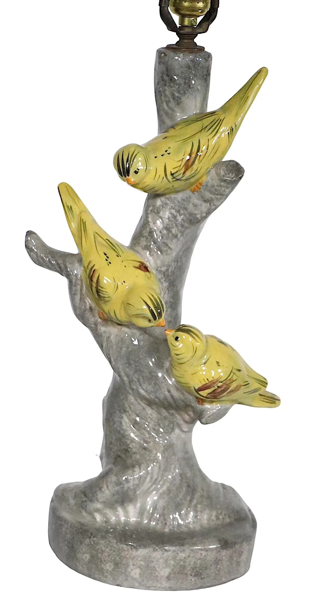 Ceramic Table Lamp With Finches Perched a Tree Possibly Haeger Pottery C 1950's - 3