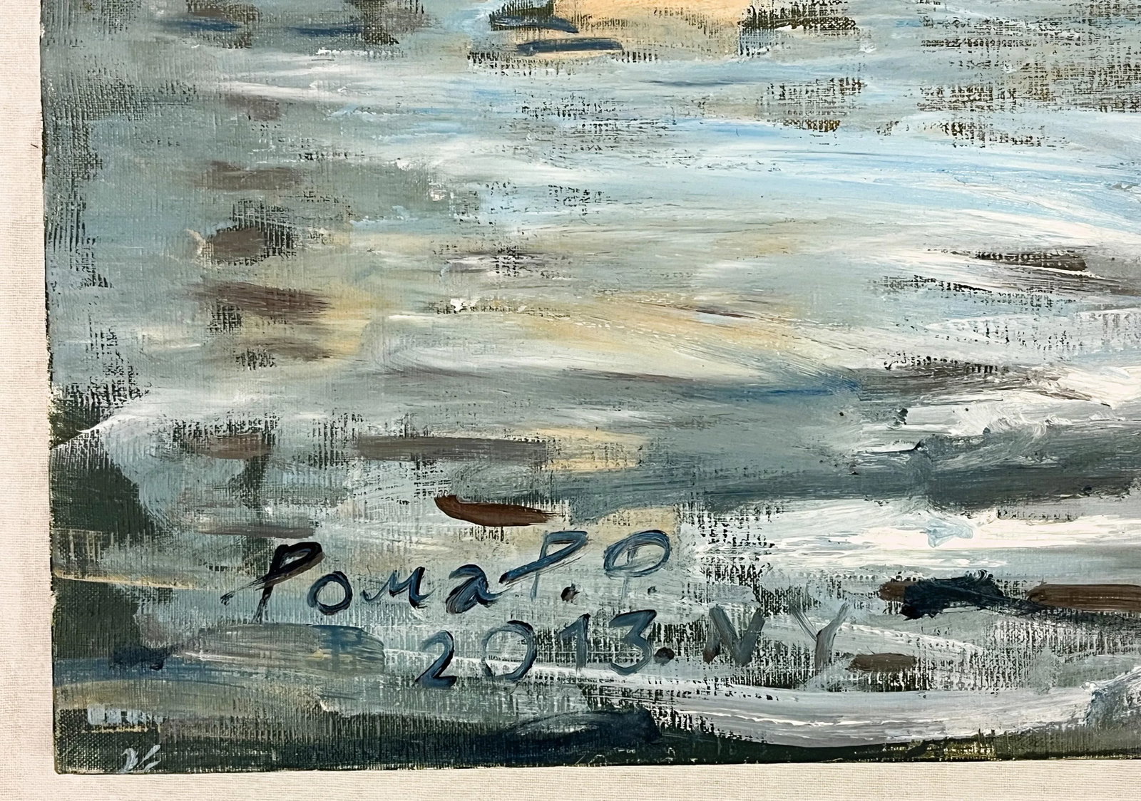 Roman Rakhmatulin Signed Original Oil Painting on Canvas Titled 'Blue Dog and Queens Bridge' New Yor - 4