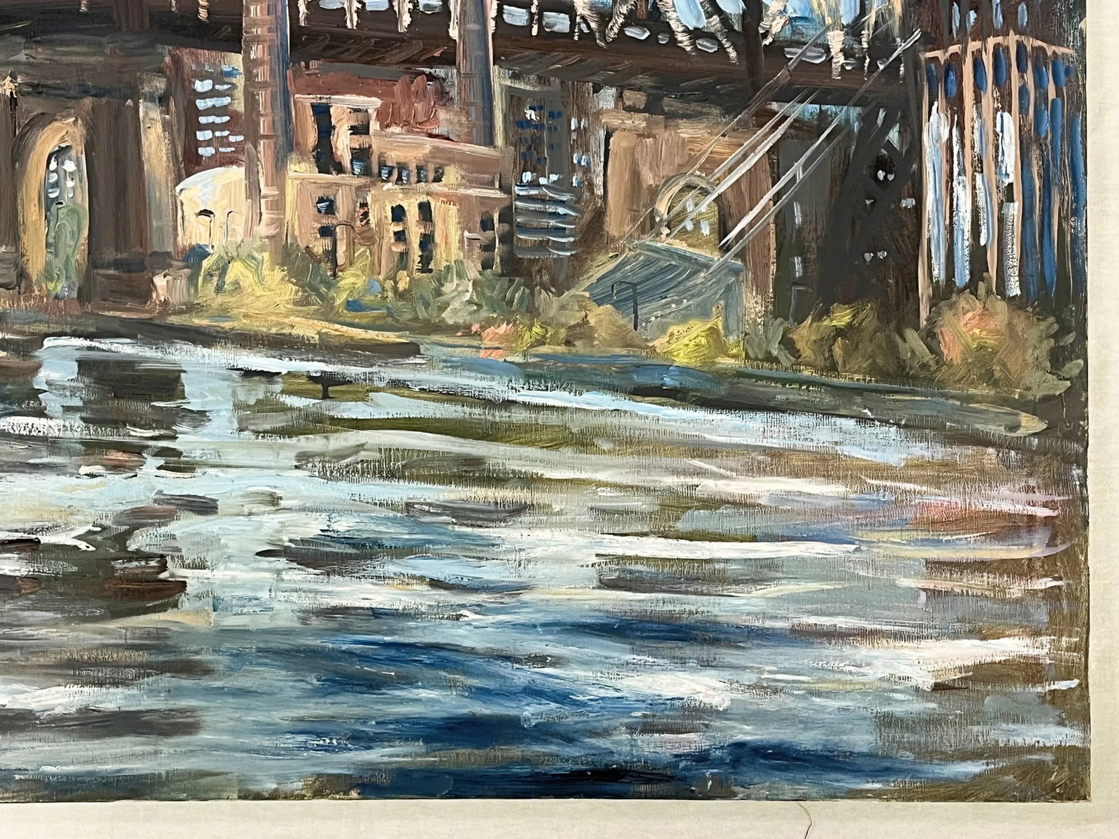 Roman Rakhmatulin Signed Original Oil Painting on Canvas Titled 'Blue Dog and Queens Bridge' New Yor - 7
