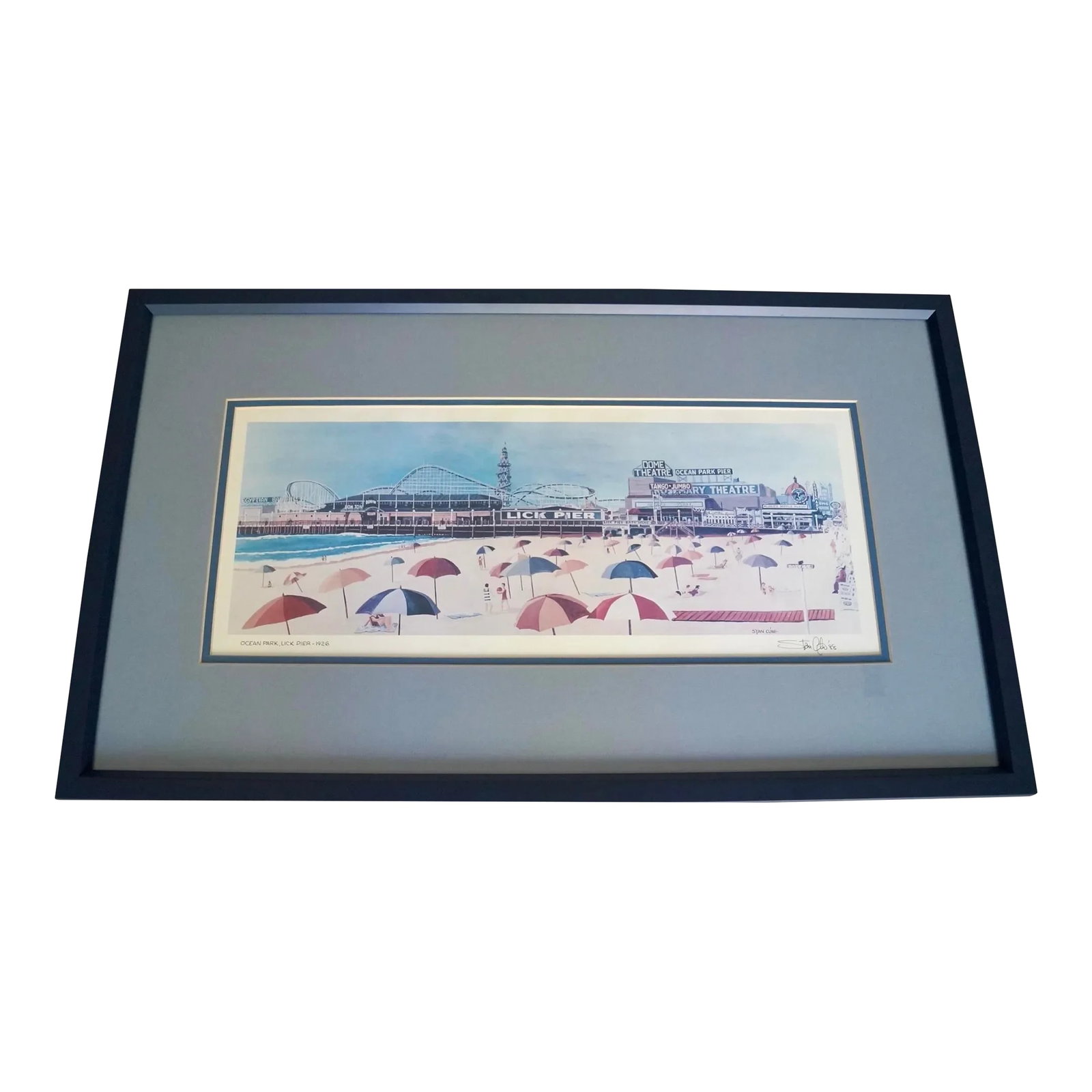Vintage Los Angeles Stanley Cline Signed Lithograph: Really awesome vintage artwork by Stanley Cline for sale. Original lithograph signed and dated 1988. Stanley likes to document Los Angeles as it was since much of its' history has been lost or