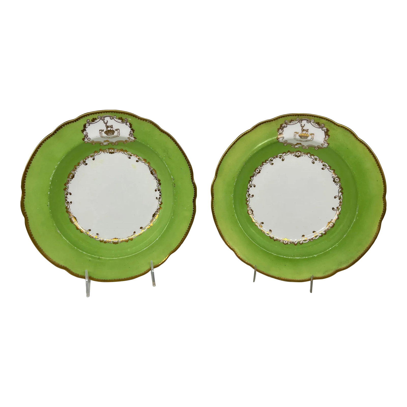 Pair, Copeland & Garrett Ripon Family Armorial Porcelain Soup Bowls C. 1833-1847: Pair, Copeland & Garrett Ripon Family Armorial Porcelain Soup Bowls C. 1833-1847 Each piece features the latin term "Qualis Ab Incepto" which translates to "The Same As From The Beginning". William