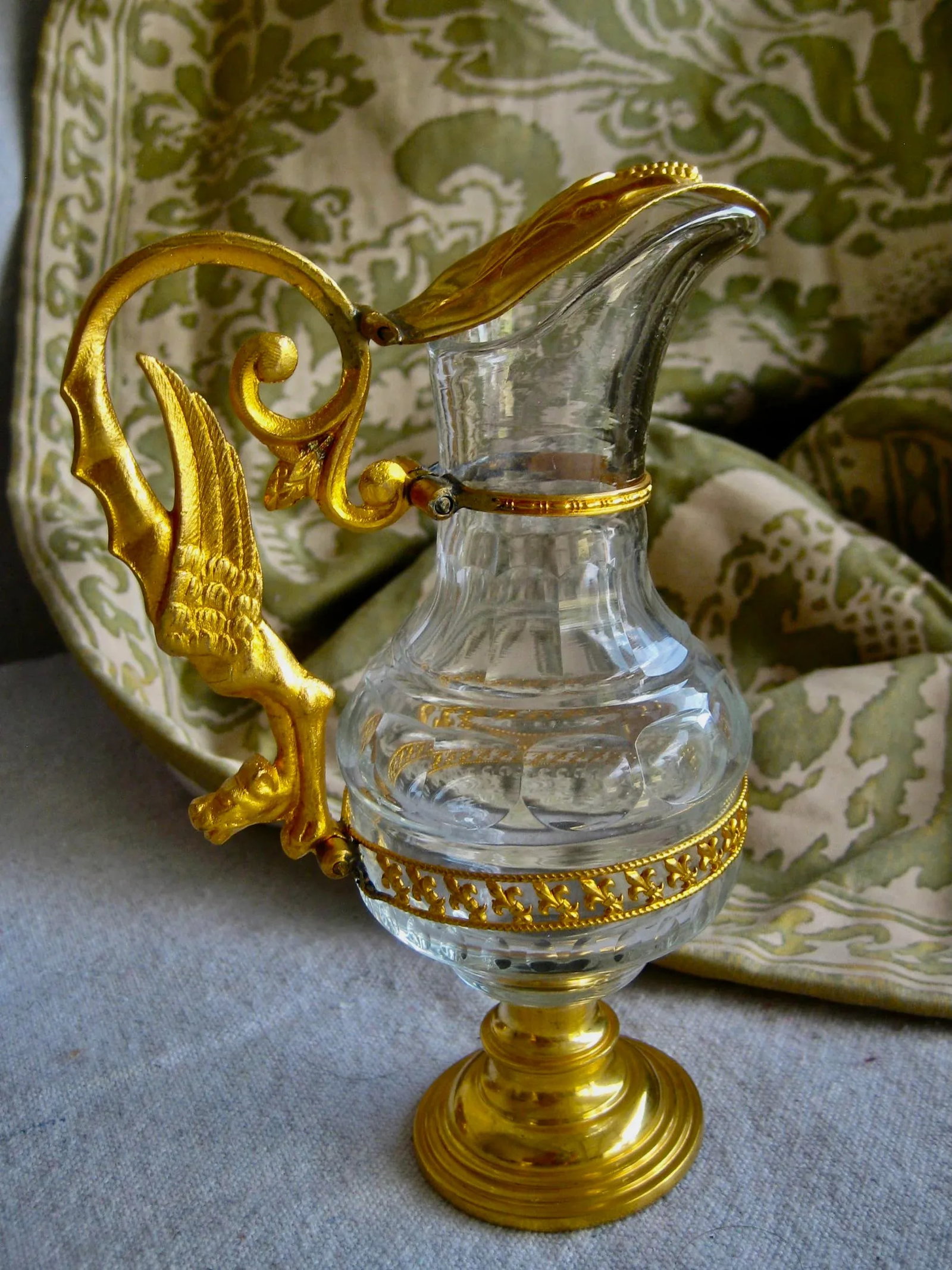 19th Century French Brass Enameled Cruet or Burettes Tray - 3 Piece Set - 8