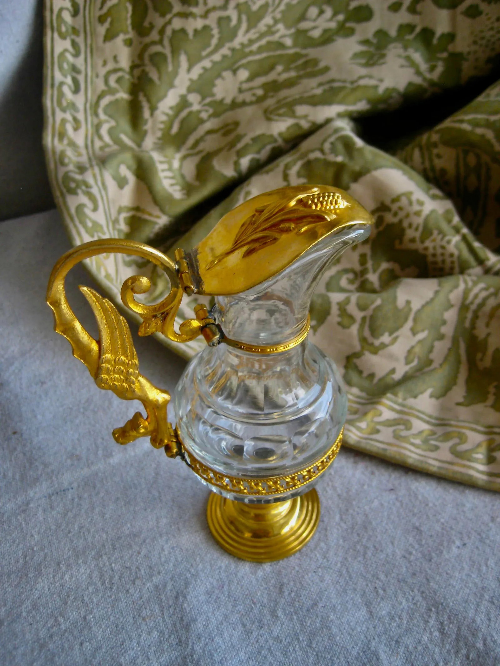 19th Century French Brass Enameled Cruet or Burettes Tray - 3 Piece Set - 9