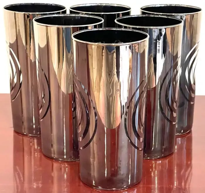 1970s Silvered Mod Highball Glasses - Set of 6 - 3