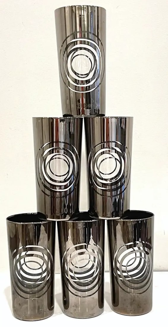 1970s Silvered Mod Highball Glasses - Set of 6 - 7