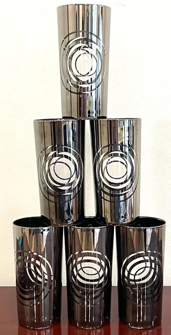 1970s Silvered Mod Highball Glasses - Set of 6 - 9