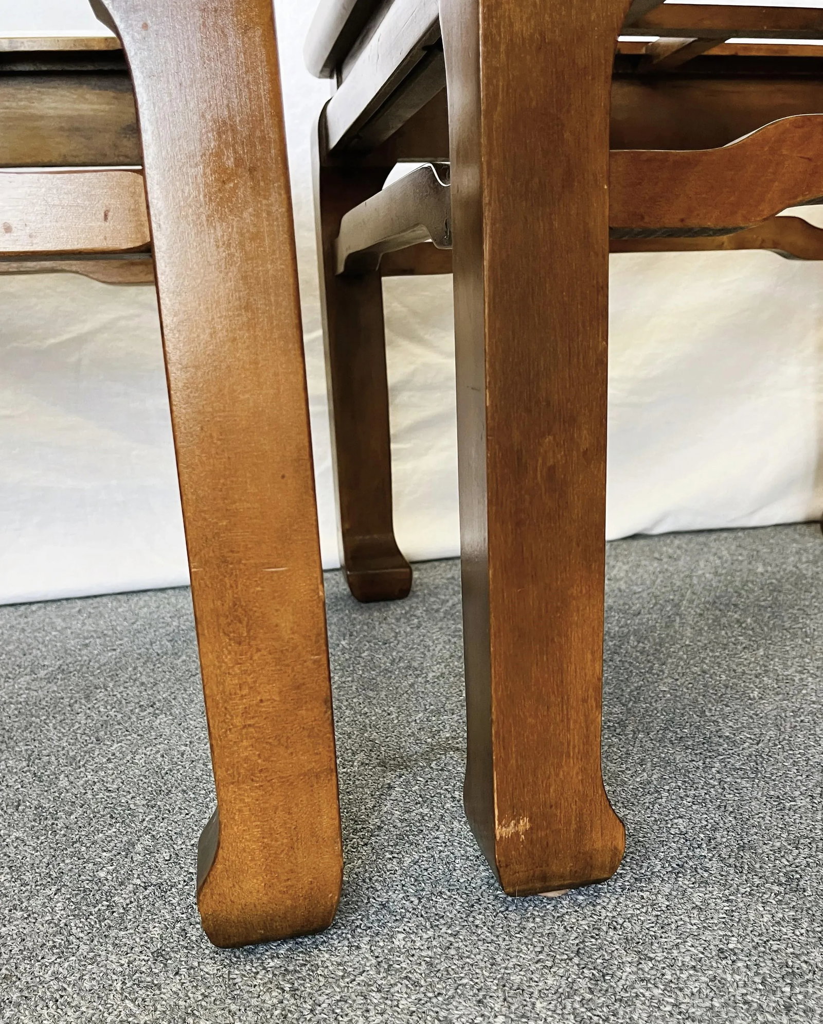 20th Century Chinese Chippendale Solid Wood With Beveled Glass End Tables- a Pair - 12