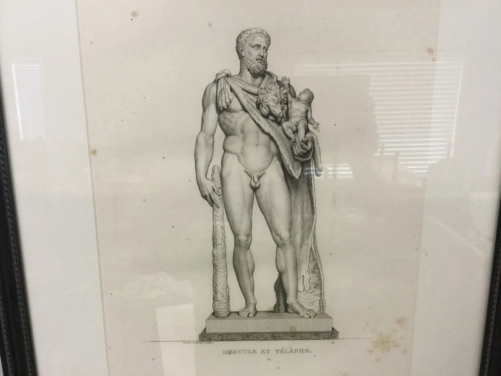 19th Century French Framed Engraving, Hercule Et Telephe by Pierre Bouillon - 4