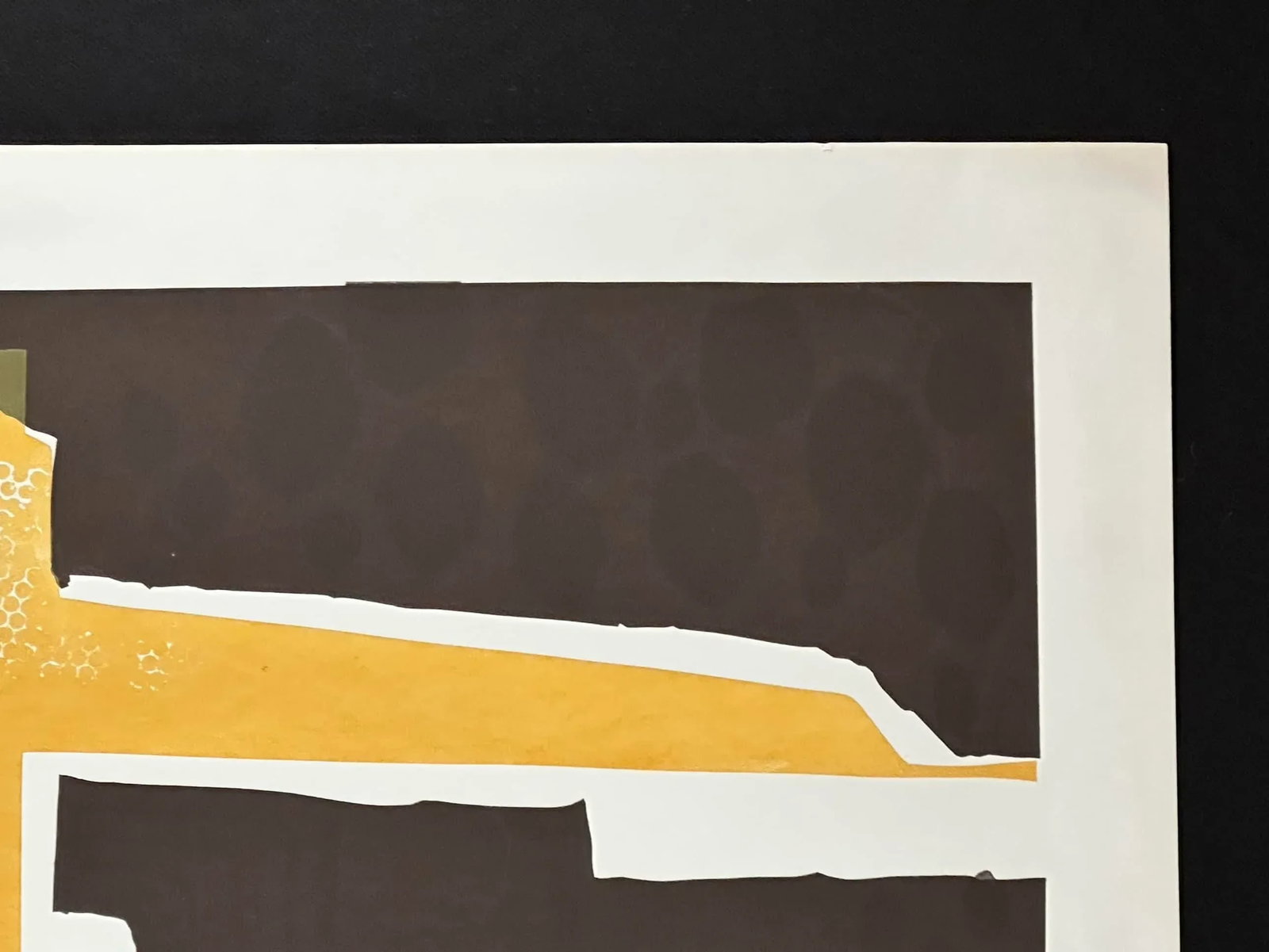 Vintage Abstract Serigraph Yellow and Brown - 3