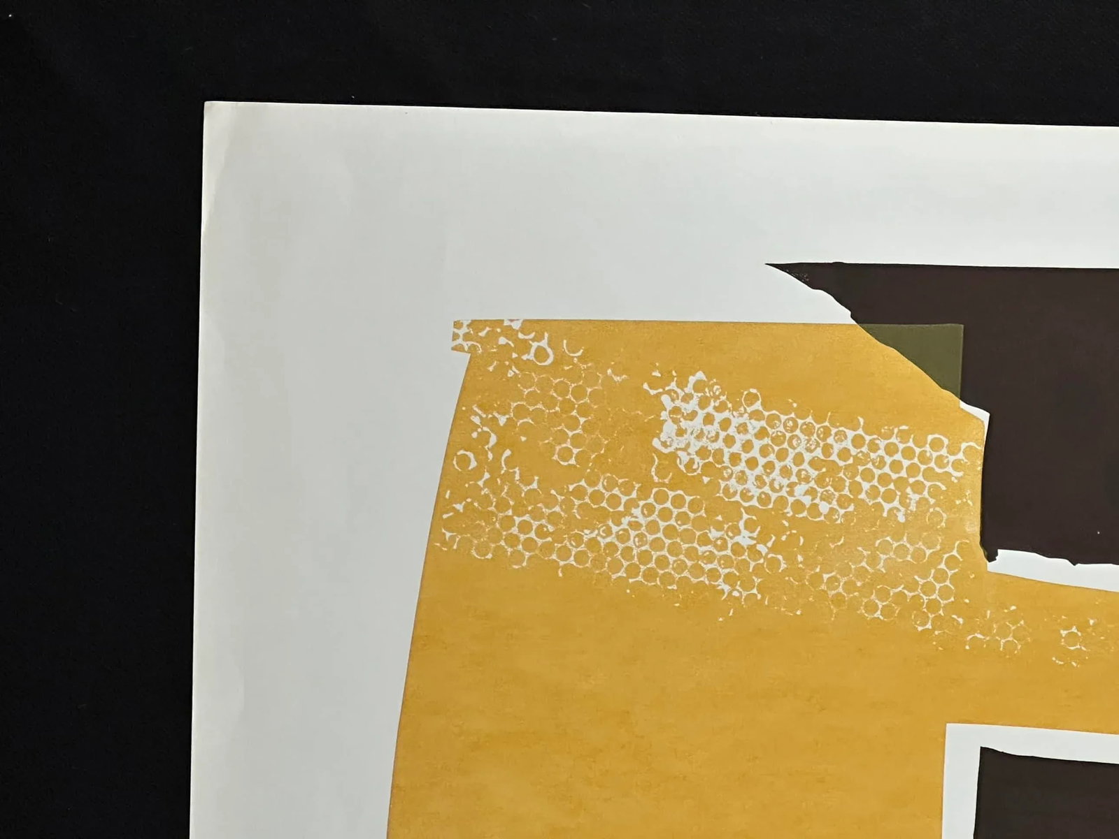 Vintage Abstract Serigraph Yellow and Brown - 4