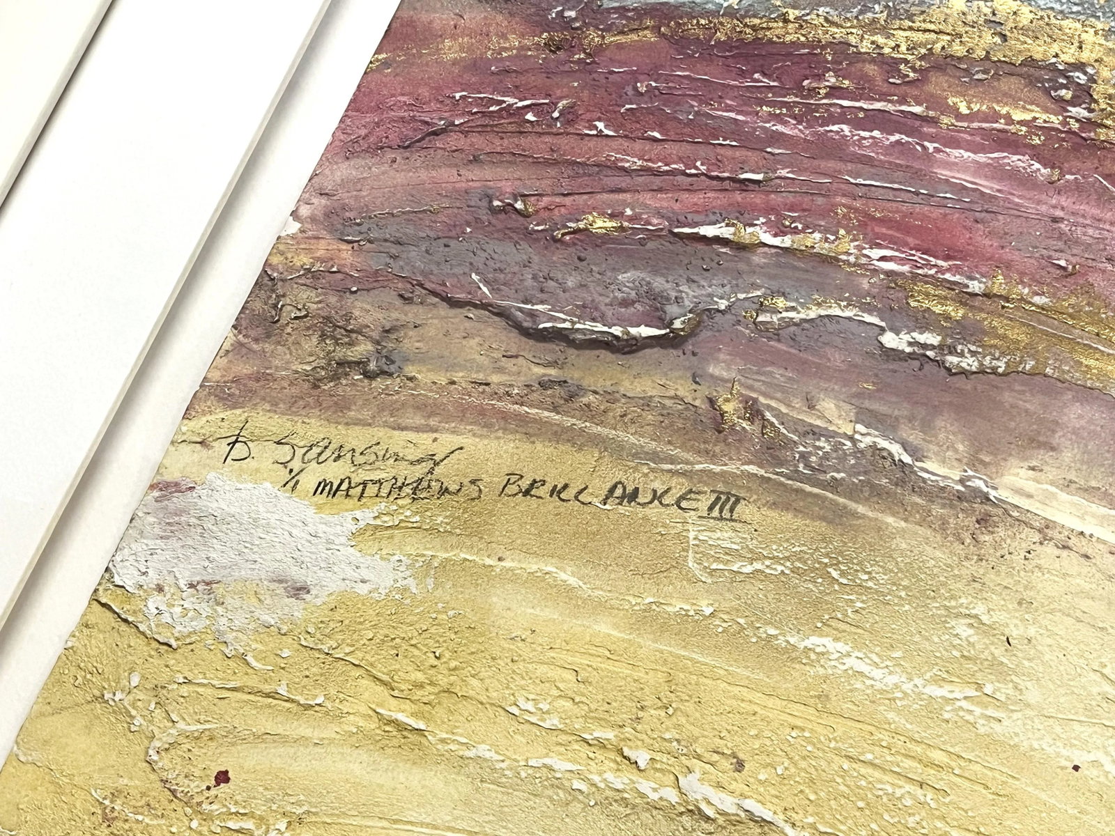 Original Becky Sansing (American, 20th Century) Framed Mixed Media Art Titled Brilliance III - 2