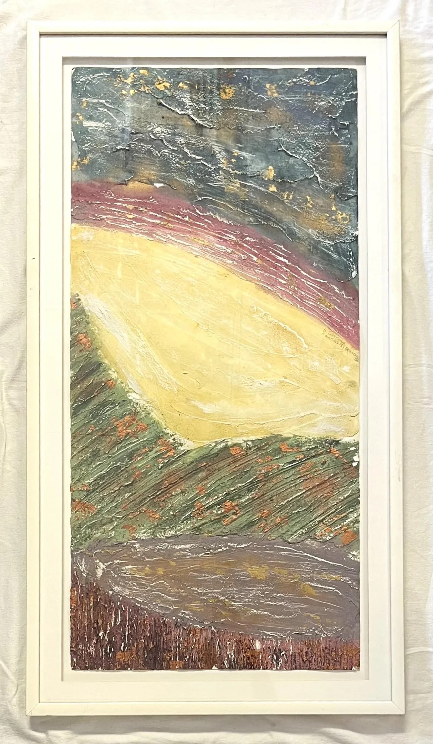 Original Becky Sansing (American, 20th Century) Framed Mixed Media Art Titled Brilliance IV - 2