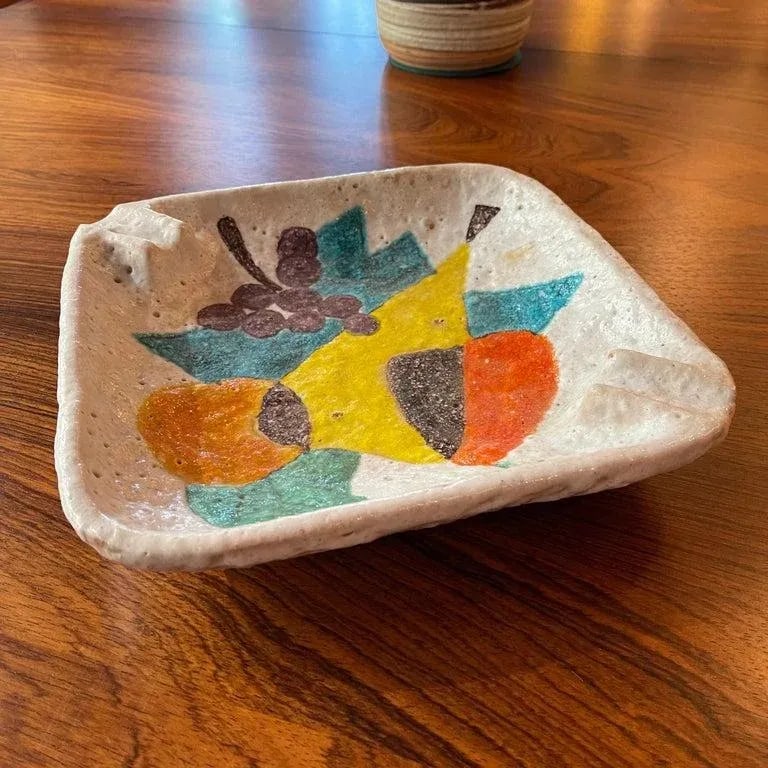 1960s Italian Midcentury Modern Abstract Lava Glaze Ashtray by Raymor - 3