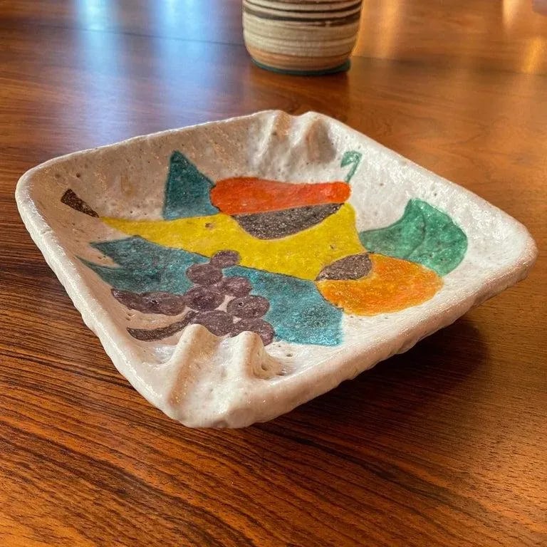 1960s Italian Midcentury Modern Abstract Lava Glaze Ashtray by Raymor - 4