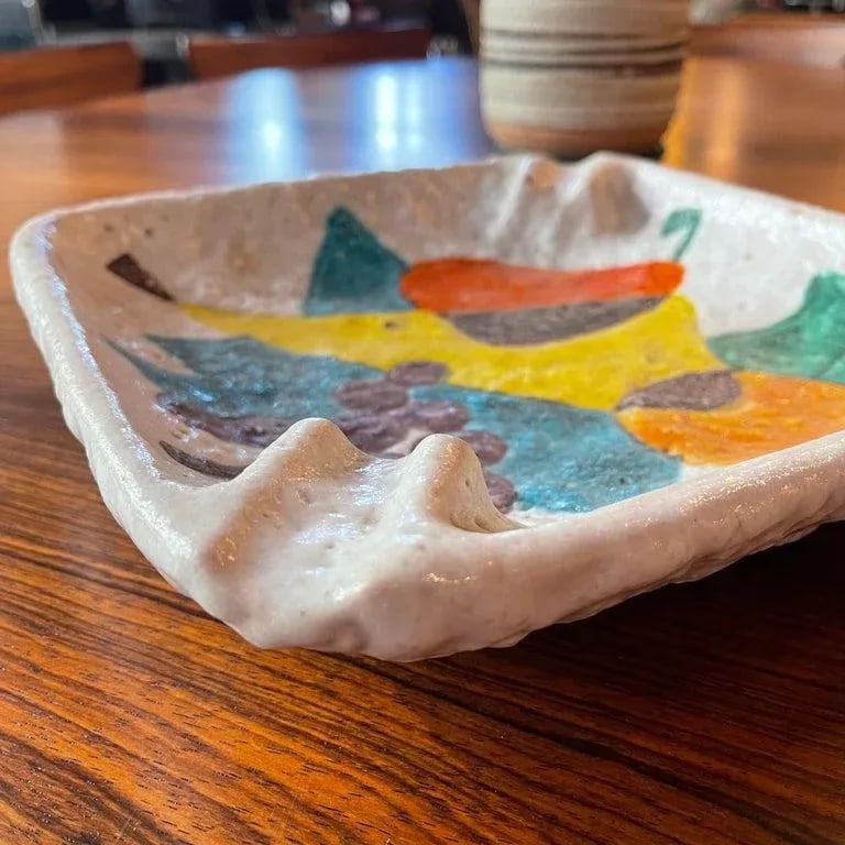 1960s Italian Midcentury Modern Abstract Lava Glaze Ashtray by Raymor - 5