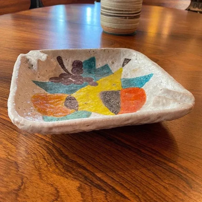 1960s Italian Midcentury Modern Abstract Lava Glaze Ashtray by Raymor - 7