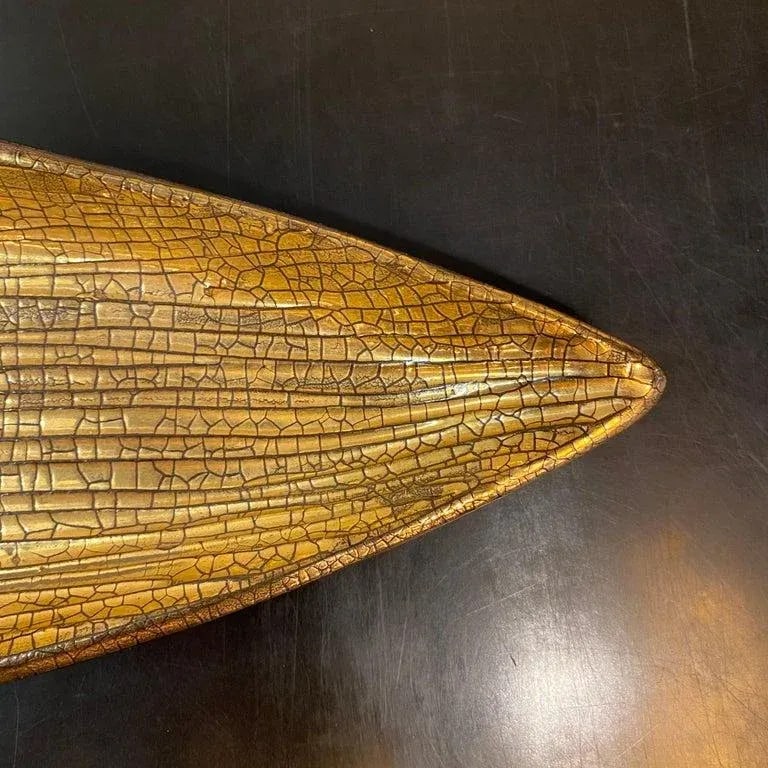 Mid-Century Modern Italian Gilt Art Pottery Leaf Tray - 8