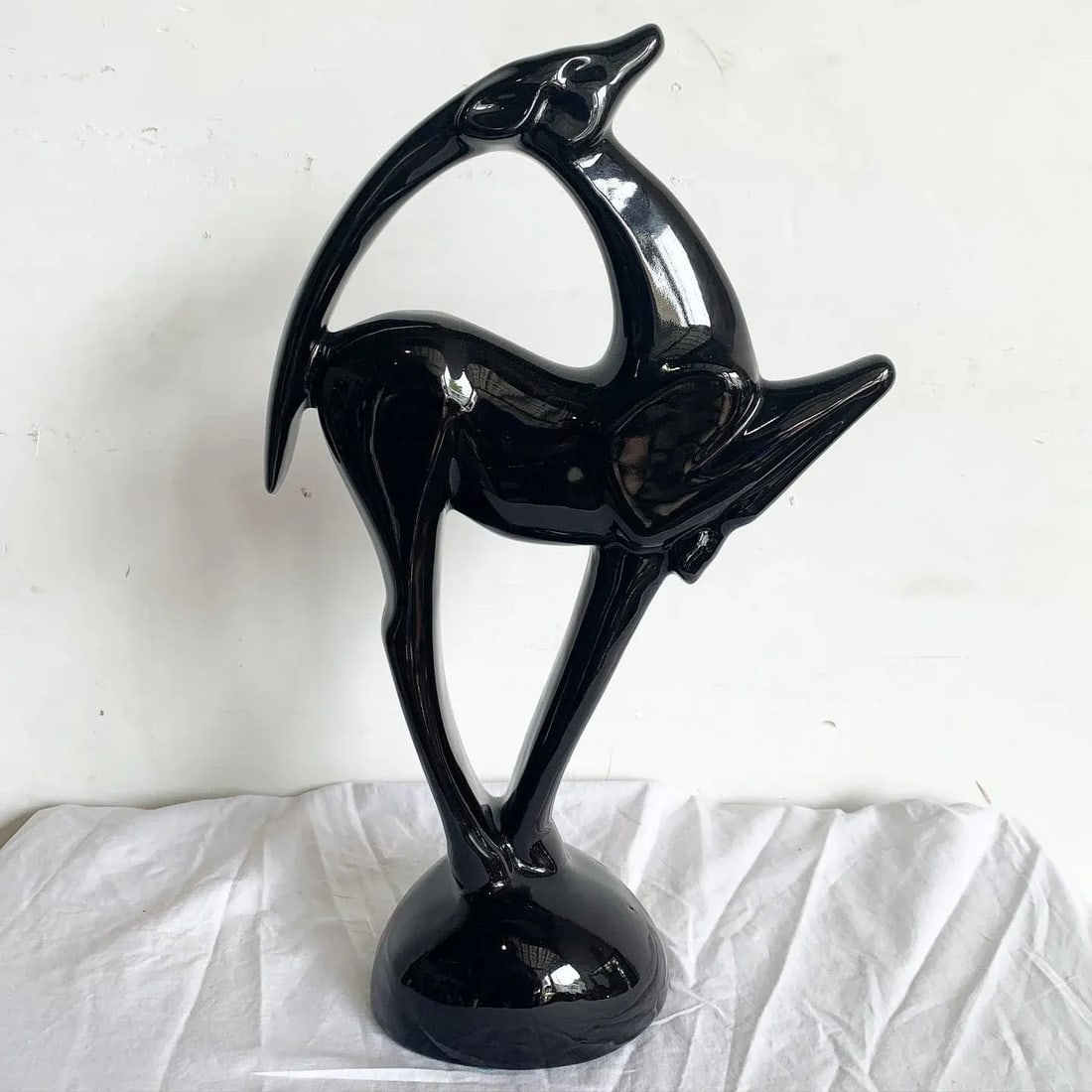 Postmodern Black Ceramic Ibex Sculpture by Haeger - 2