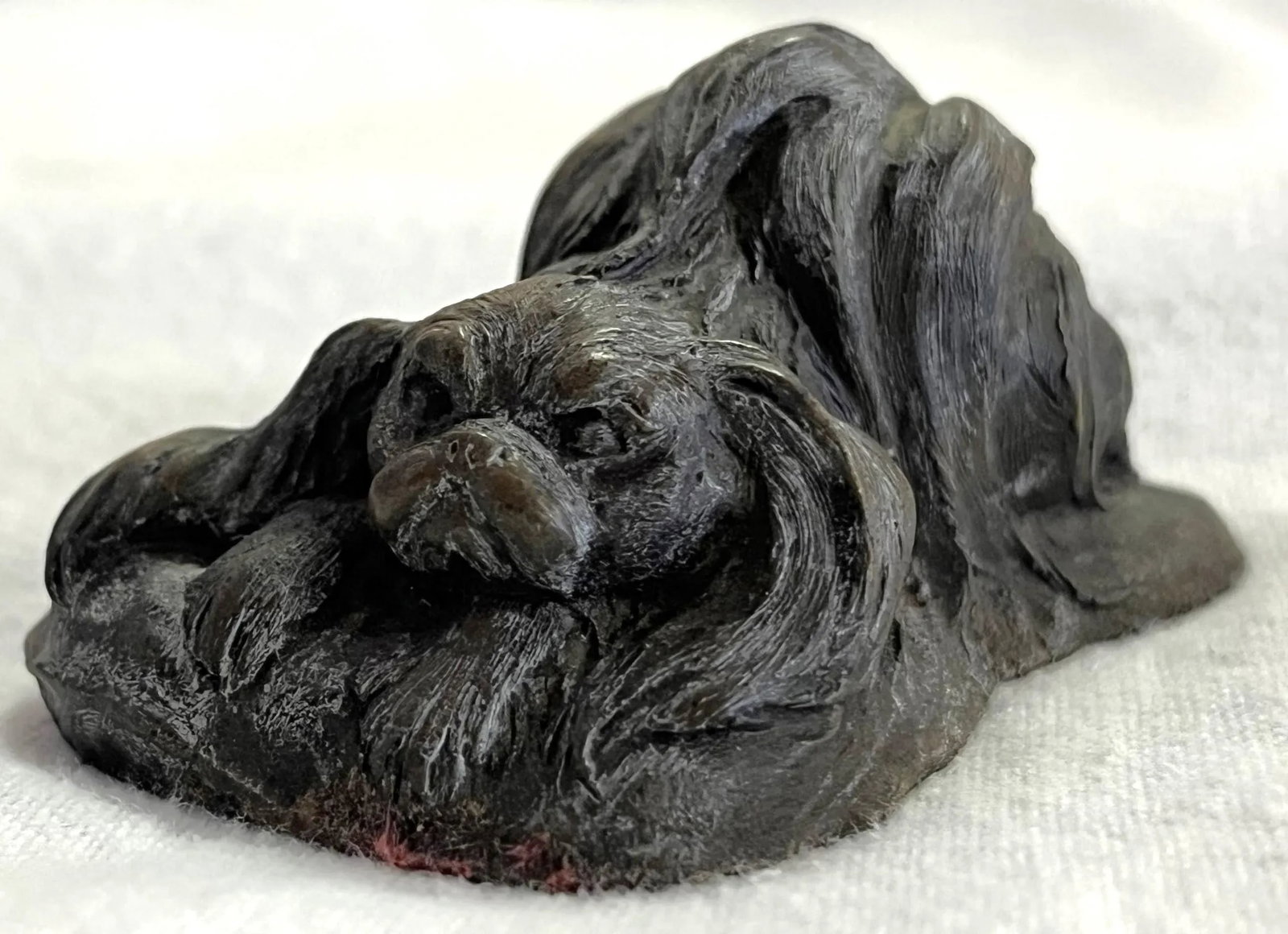 Vintage Signed Japanese Okimono Style Bronze Chin Dog Miniature Sculpture - 12