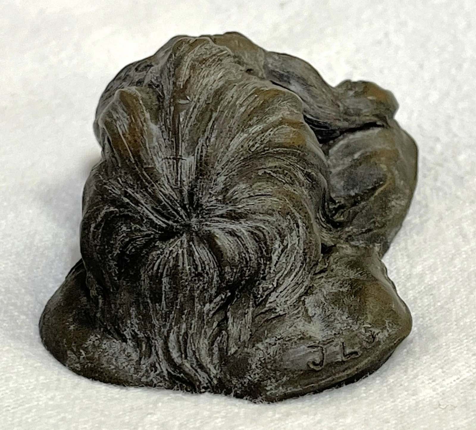 Vintage Signed Japanese Okimono Style Bronze Chin Dog Miniature Sculpture - 7