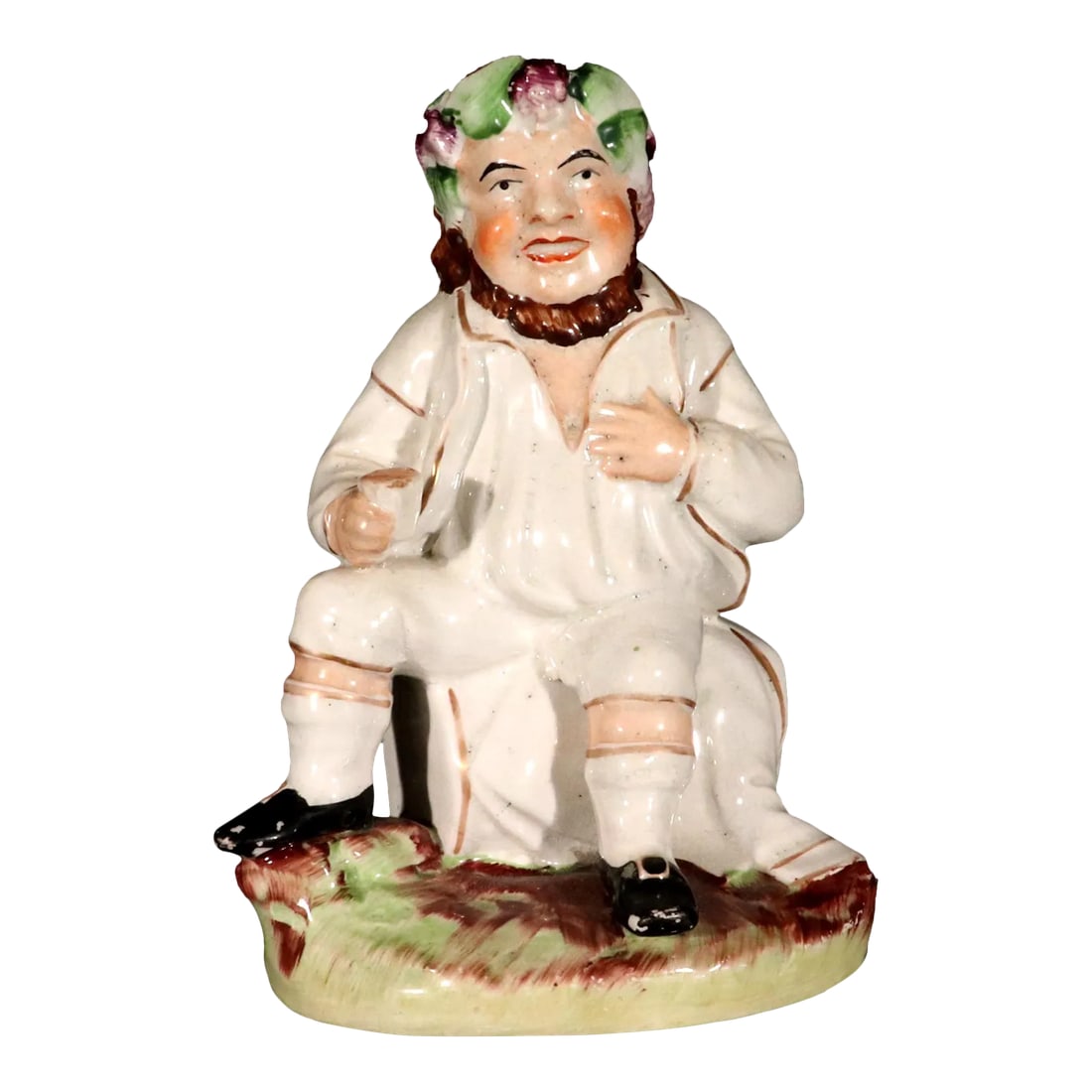 Staffordshire Pottery Figure of Bacchus With Cup on a Wine Barrel (1 of 8)