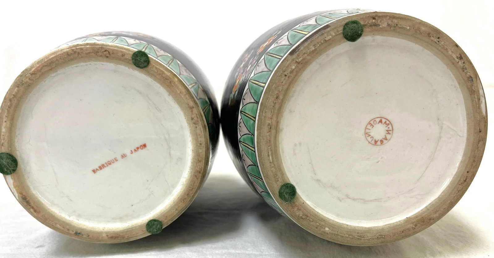 Mid Century Chinoiserie Birds With Peonies Hand Painted Porcelain Vases- a Pair - 11
