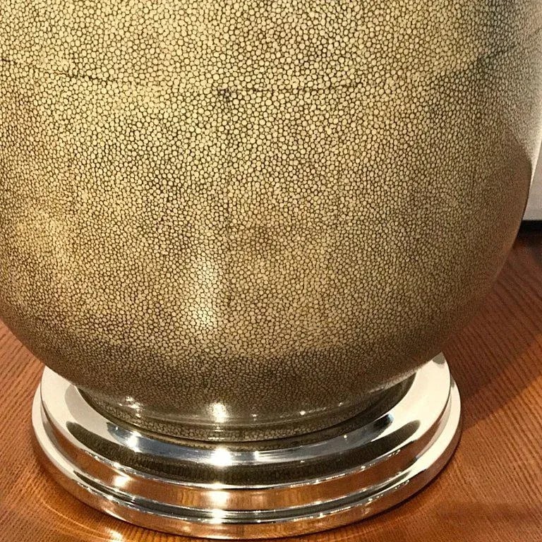 Late 20th Century Shagreen Porcelain Vases, Now as Lamps - a Pair - 10