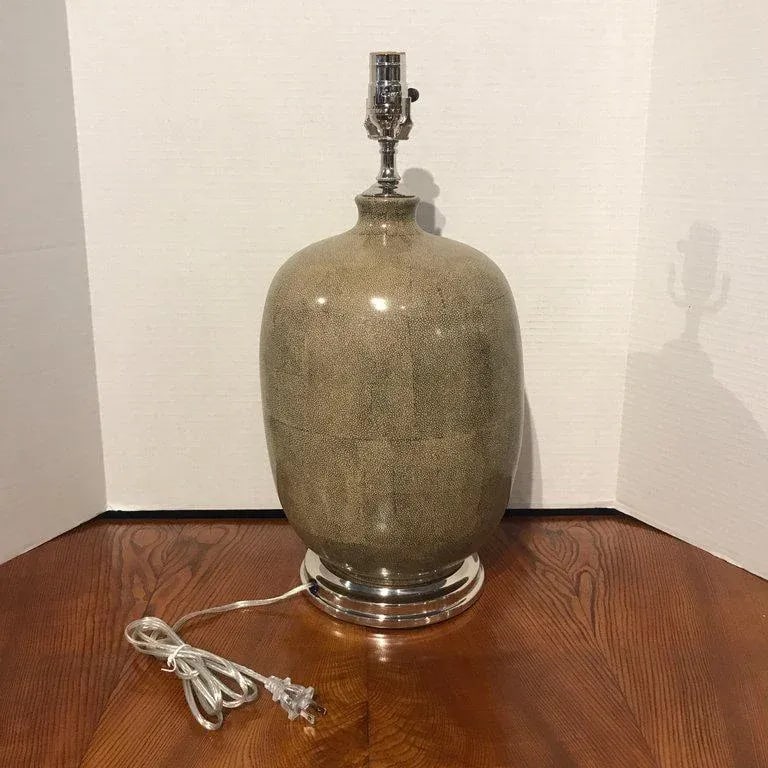 Late 20th Century Shagreen Porcelain Vases, Now as Lamps - a Pair - 2