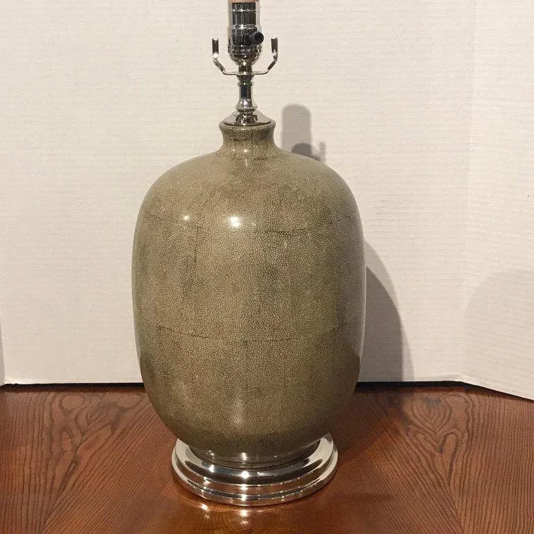 Late 20th Century Shagreen Porcelain Vases, Now as Lamps - a Pair - 3