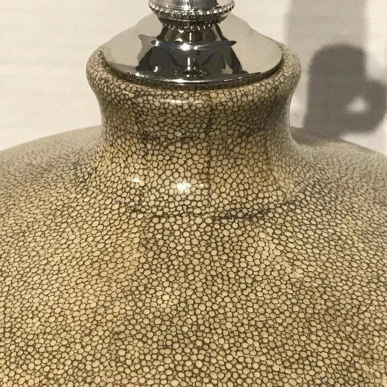 Late 20th Century Shagreen Porcelain Vases, Now as Lamps - a Pair - 5