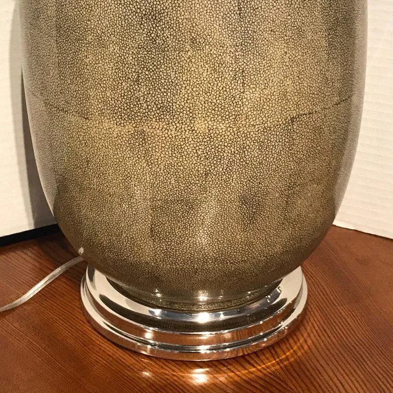Late 20th Century Shagreen Porcelain Vases, Now as Lamps - a Pair - 7