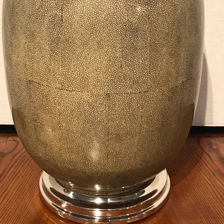 Late 20th Century Shagreen Porcelain Vases, Now as Lamps - a Pair - 8