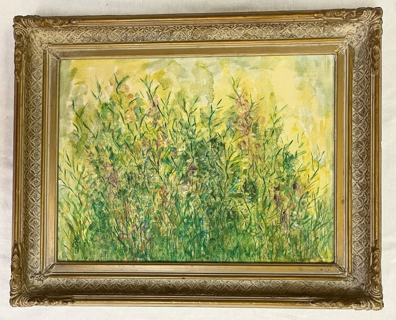 Original Impressionist Field of Flowers Oil Painting on Canvas, Signed and Framed - 10