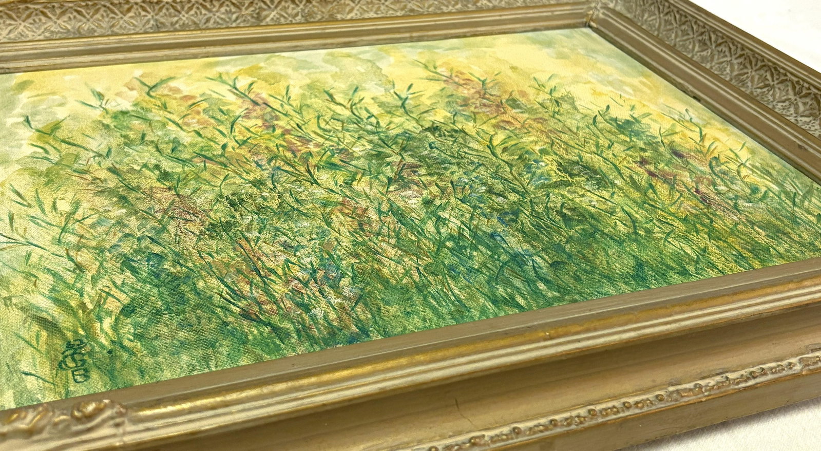 Original Impressionist Field of Flowers Oil Painting on Canvas, Signed and Framed - 13