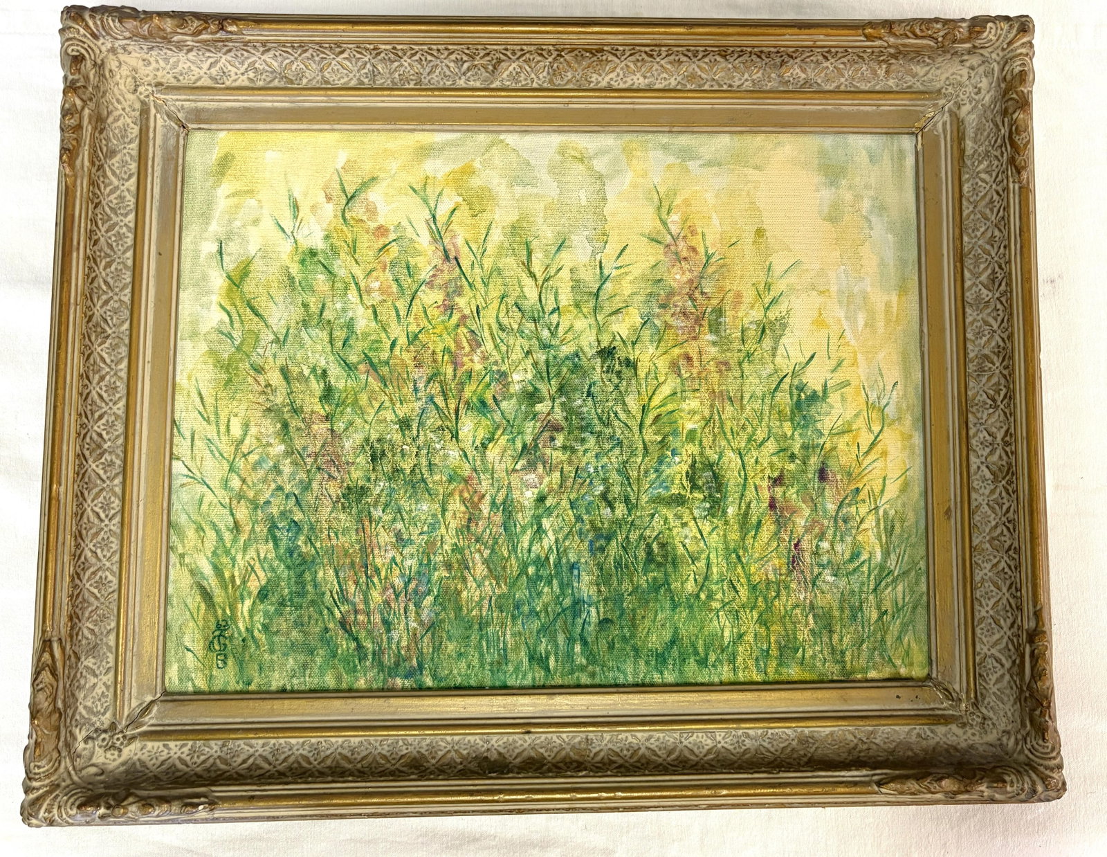 Original Impressionist Field of Flowers Oil Painting on Canvas, Signed and Framed - 14