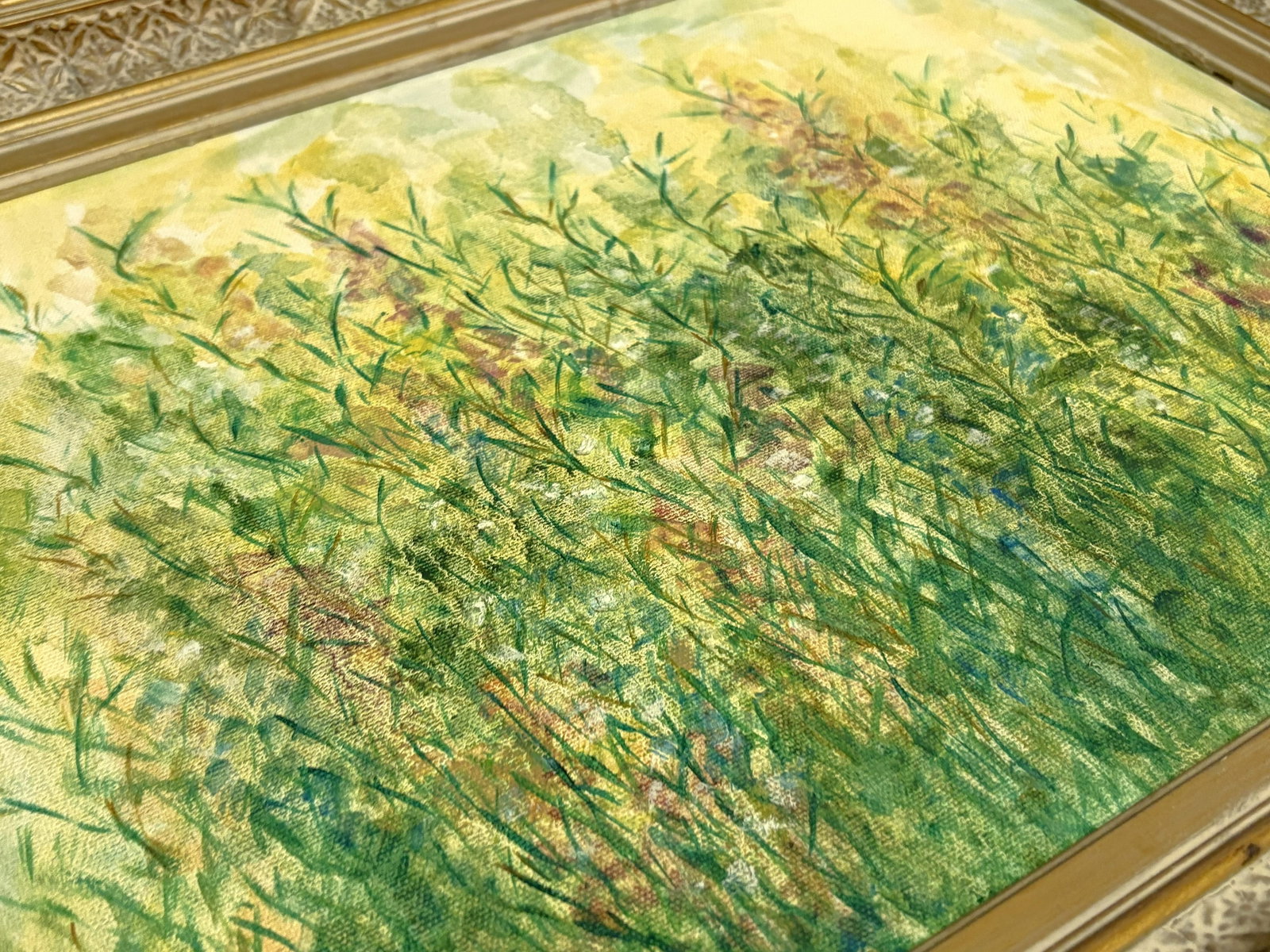 Original Impressionist Field of Flowers Oil Painting on Canvas, Signed and Framed - 15