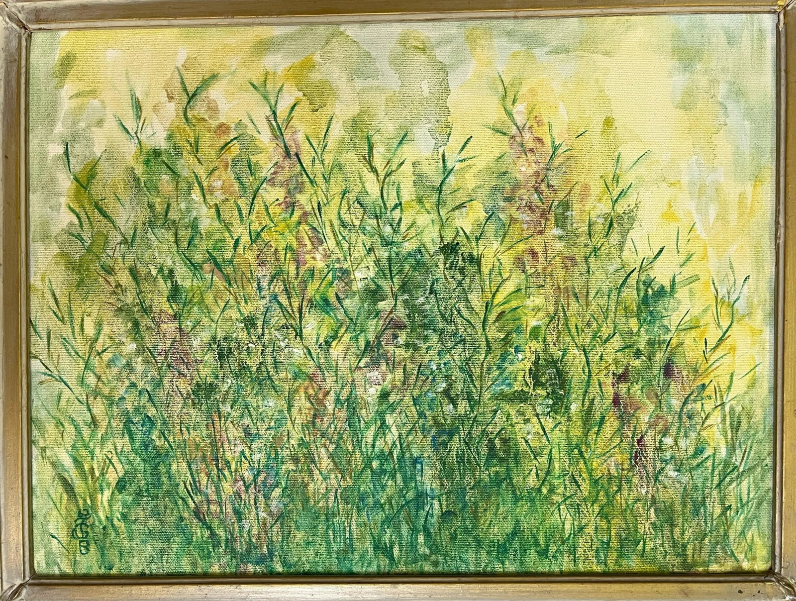 Original Impressionist Field of Flowers Oil Painting on Canvas, Signed and Framed - 2