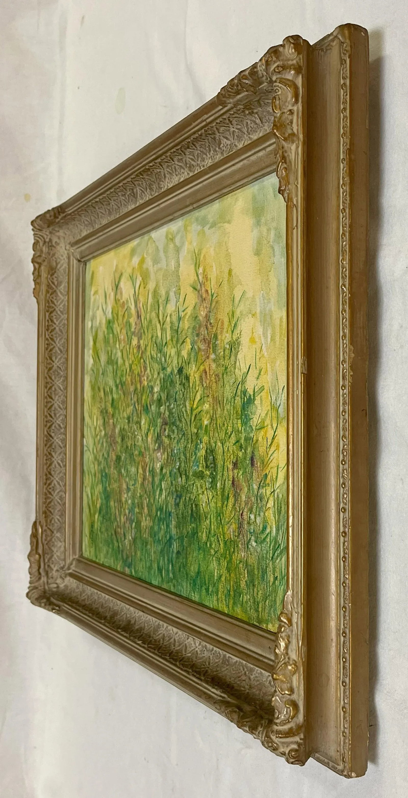 Original Impressionist Field of Flowers Oil Painting on Canvas, Signed and Framed - 7