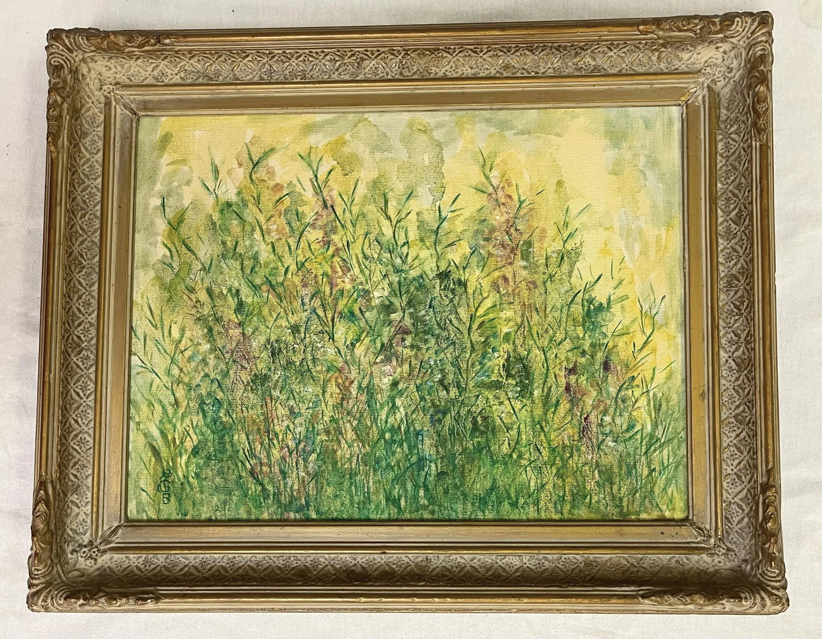 Original Impressionist Field of Flowers Oil Painting on Canvas, Signed and Framed - 9