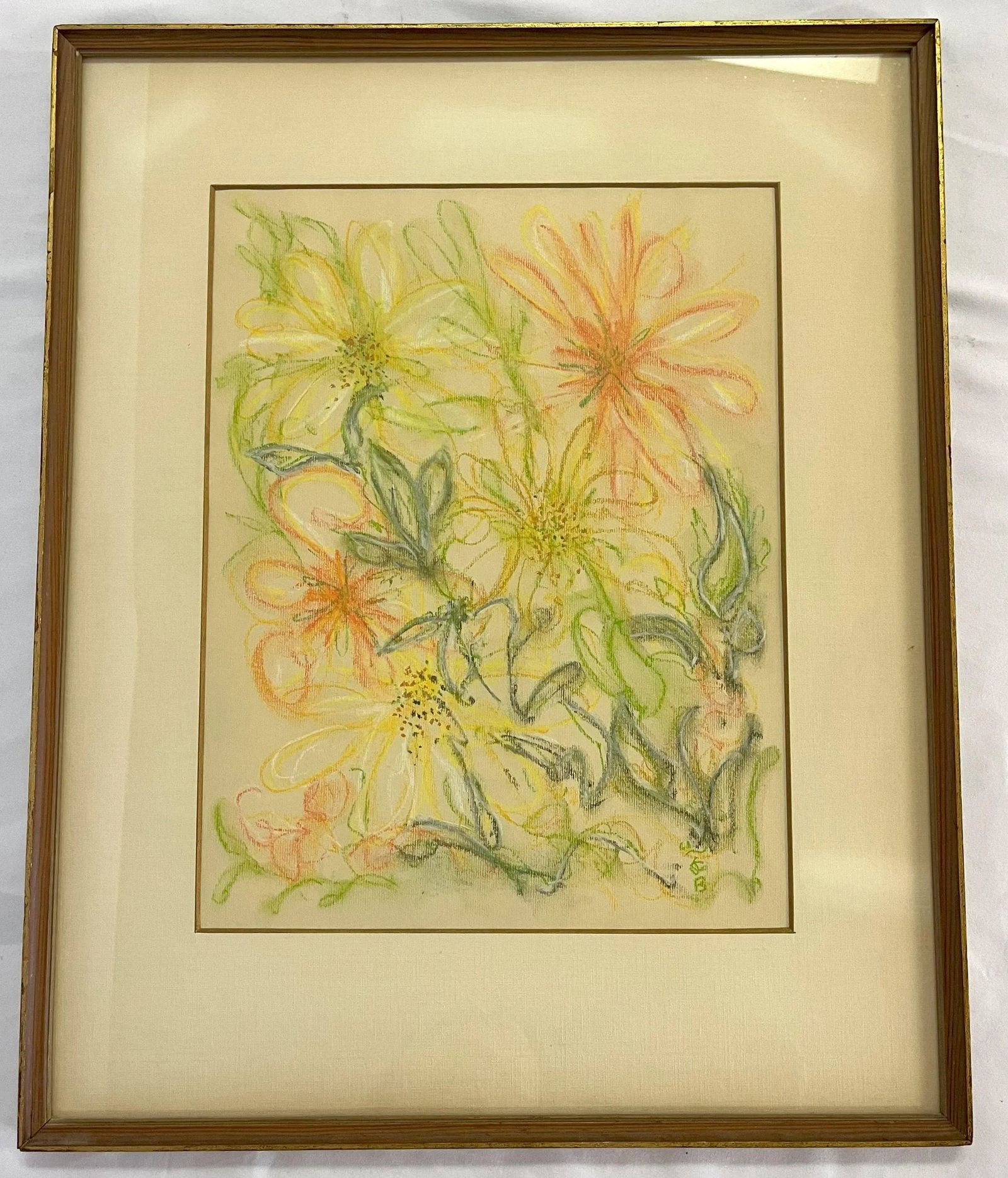 Original Signed and Framed Floral Still Life Drawing on Paper - 10