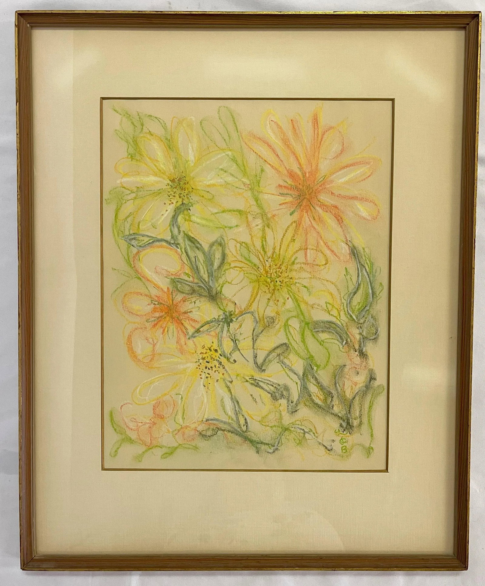 Original Signed and Framed Floral Still Life Drawing on Paper - 2